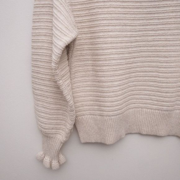 Madewell Ruffle-Neck Pullover Sweater in Cotton-Merino Yarn Cream Size Medium - Picture 10 of 13